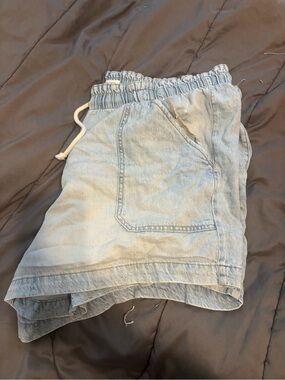 Maurices Light Blue Denim Drawstring Shorts